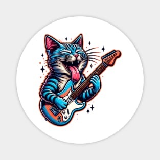 Guitar Cat Rocking Out Magnet